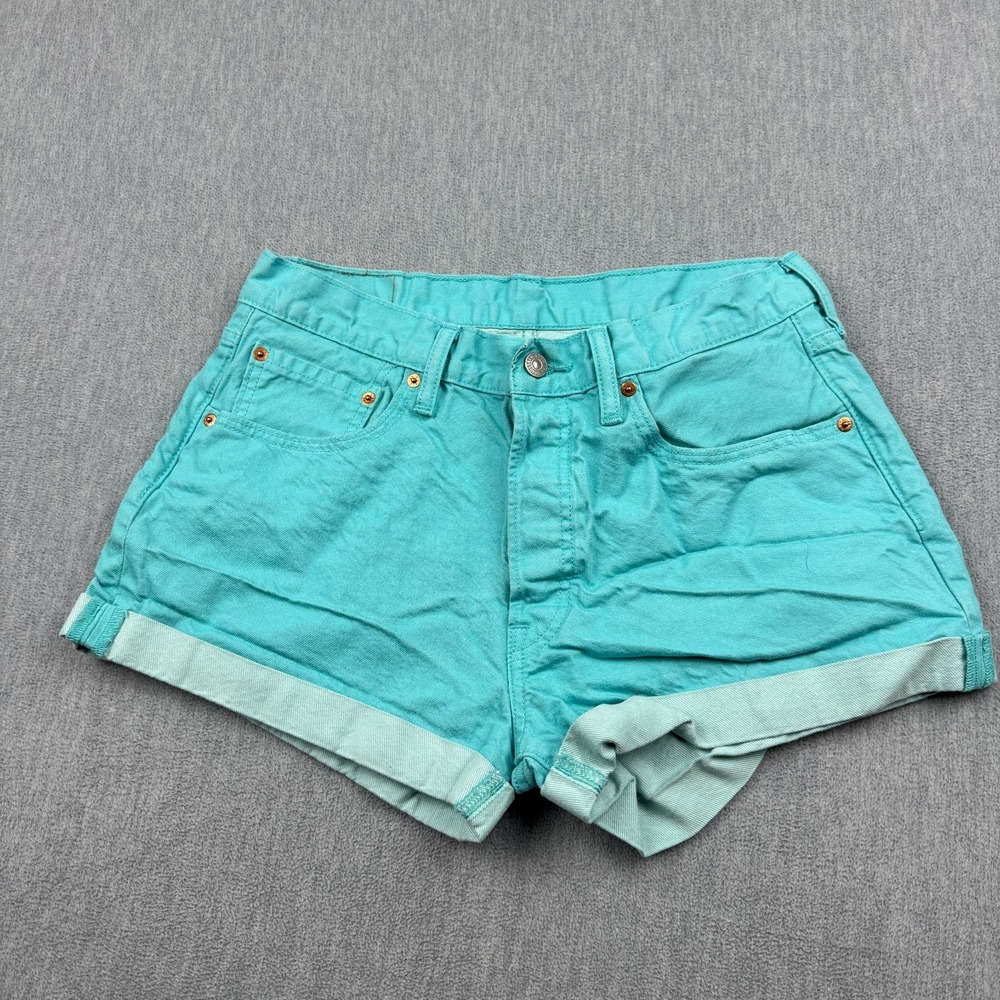 Levi's 501 Shorts Women 32 Blue Denim Button Fly Original Classic High Waisted